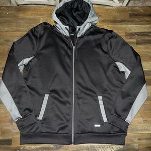 TekGear men’s black and gray zip up hoodie basketball performance jacket EUC